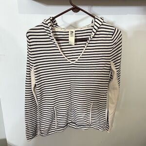 Roxy Pullover Striped Blue/cream Sweater Hoodie Cotton Sz XL(fits Like a Large)